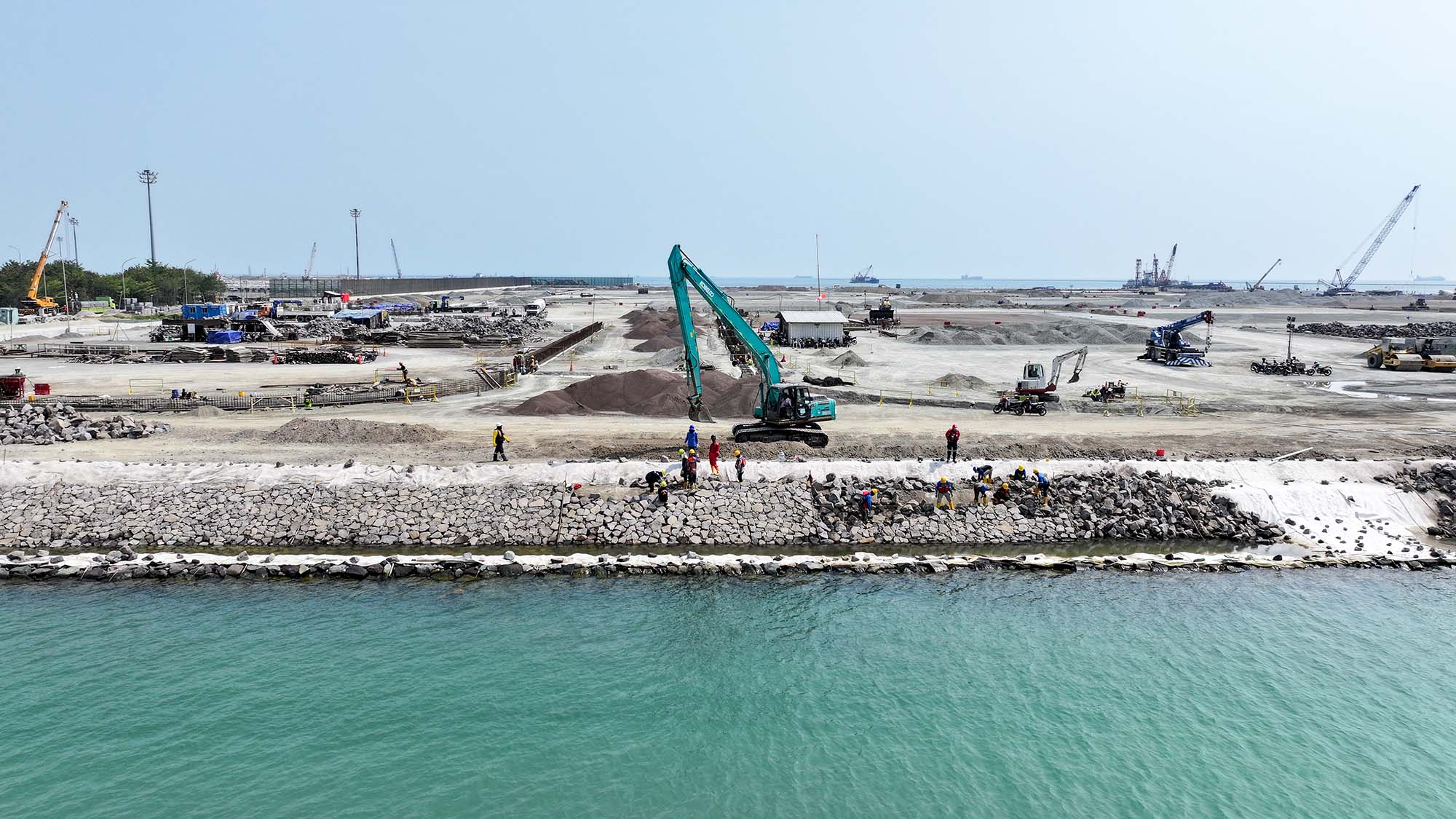 Breakwater and seawall construction project